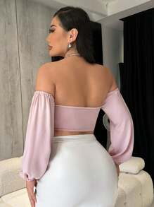 SHEIN SXY Áo nữ Lộ Lưng Cắt ra xoắn lại màu trơn Gợi cảm - Màu Hồng baby - Xem 2