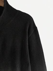 Flirla Của phụ nữ Kích thước lớn Phong cách Vintage Thiết kế độc nhất Khóa kéo đôi Túi Áo len Mở Áo len - màu đen - Xem 3