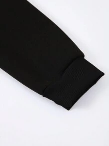 男士圖案印花連帽衛衣 - 黑色 - 查看 3