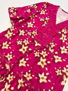 SHEIN LUNE Random Printed Women's Dress - Hot Pink - View 4