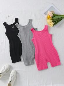 SHEIN 3pcs/Set Young Girl Casual All-Match Versatile Skinny Jumpsuit