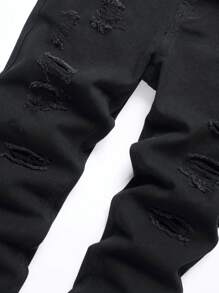 Tween Boy Ripped Frayed Jeans - Black - View 4