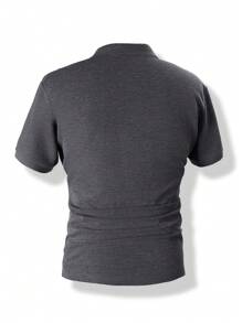 Manfinity Homme Men's Short Sleeve Half-zip Polo Shirt - Dark Grey - View 2