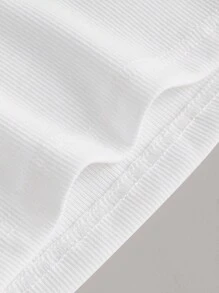 SHEIN EZwear Summer  Outfits 3pcs Solid Color Ribbed Knit Halter Top - Red and White - View 6