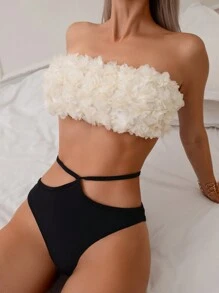 SHEIN X Lily May Mac 女款無肩帶比基尼上衣和繫腰帶泳衣套裝 - 彩色 - 查看 8