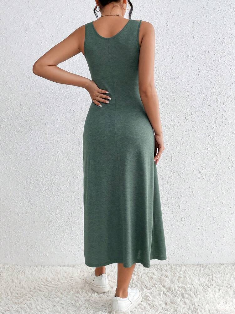Ladies' Solid Color Hollow Out Dress