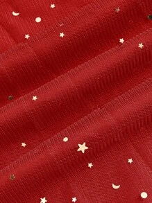 Flirla Plus Size Women's Sparkly Mesh Dress - Burgundy - View 3