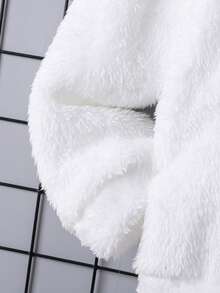 男士字母刺繡圓領絨面長袖上衣和格紋褲子套裝 - 白色 - 查看 5