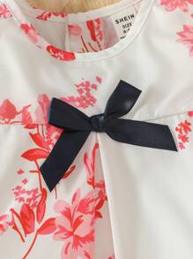 英倫風格寶寶女孩套裝,連帽翻領束腰呢子外套和直筒花網裙,適合可愛優雅時尚的秋冬季 - 彩色 - 查看 5