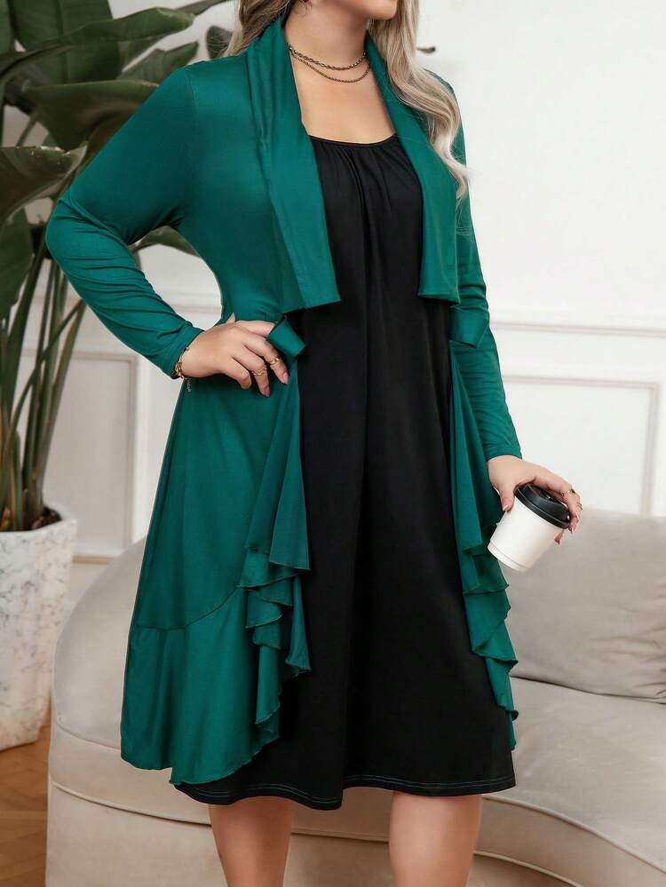 Plus Size Women'S Shawl Collar Dress