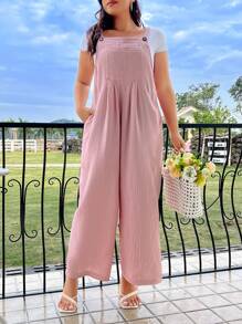 Flirla Của phụ nữ Kích thước lớn Áo liền quần Suspender - Hồng - Xem 6