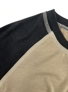 SHEIN EZwear 女士彩色拼色倫敦袖t恤 - 彩色 - 查看 5