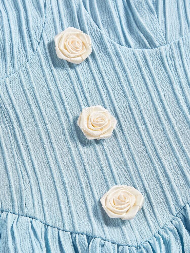 SHEIN MOD Vestido De Tirantes Con Doble Capa De Volantes Para Mujeres - Azul - Añade 4