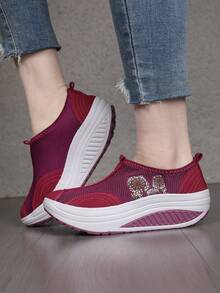 女士厚底鞋,健康鞋,搖搖鞋 - 玫紅色 - 查看 3