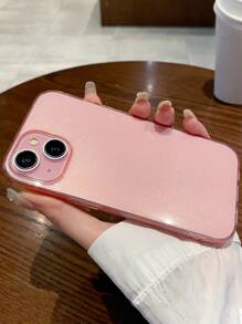 ROMWE 1pc Simple Translucent Pink Phone Case With Glitter Compatible With IPhone 11, Iphone 13, Iphone 14, Iphone 15 And Other Iphone Models - Pink - View 7