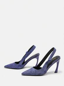 SHEIN BIZwear Women's Blue Ankle Strap High Heel Pumps