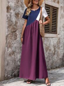 Breezaya Color Block Short Sleeve Dress