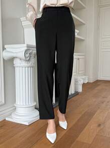 DAZY Màu thuần Nghiêng Túi Quần tây - màu đen - Xem 1