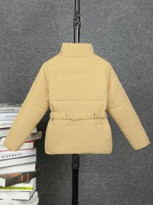 SHEIN Wattierter Mantel Für Mädchen Mit Gürtel