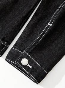 SHEIN Teen Boys' Printed Denim Jacket For Casual Outfit