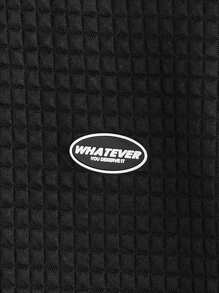 Manfinity Homme 寬鬆版型男士顏色拼塊細節休閒兩件套裝,邊裝修補設計 - 黑色 - 查看 3