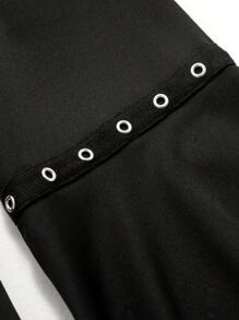 INAWLY Women's Ribbed Bell Sleeve T-Shirt - Black - View 4
