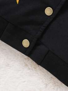 Girls' Street Style Sparkly Printed Jacket - Black - View 3