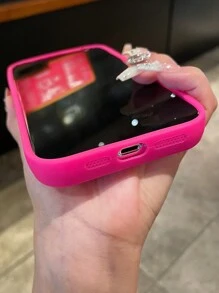 1入簡約多巴胺相機保護殼,具有全覆蓋和防滑功能,並舒適親膚的粉色柔和觸感,適用於iphone 11、13、14、15等型號 - 玫紅色 - 查看 3