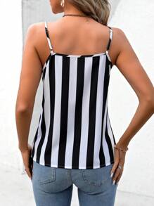 SHEIN LUNE Black And White Striped Cami Top - Black and White - View 2