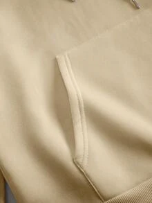 SHEIN EZwear Hooded Casual Sweatshirt With Text Print - Apricot - View 5