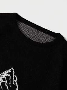 RueChic 男士山地圖案圓領毛衣 - 白色 - 查看 5