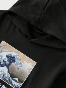 RueChic Men'S Slogan Printed Hoodie And Pants Two-Piece Set - Black - View 8