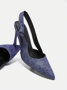 SHEIN BIZwear Women's Blue Ankle Strap High Heel Pumps