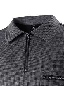 Manfinity Homme Men's Short Sleeve Half-zip Polo Shirt - Dark Grey - View 4
