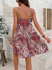 Breezaya 女款花卉印花休閒優雅風吊帶洋裝