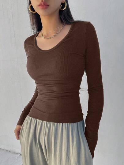 Dazy Star Women's V-Neck Long Sleeve T-Shirt,Fall Clothes,Back To School Clothes Preppy Tops