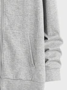 Manfinity RebelGame 男士正面拉鍊連帽針織運動衫 - 淺灰色 - 查看 4