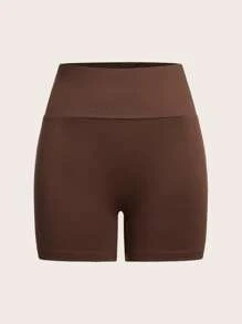 SHEIN EZwear Women's Solid Color Shorts For Base Layer