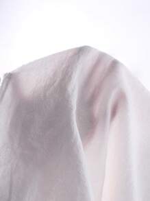 SHEIN Young Girl Floral Embroidery Statement Collar Puff Sleeve Dress - White - View 8