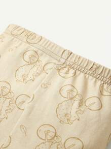Conjunto de pijama ajustado para bebé niño, parte superior de manga corta y pantalones largos con diseño impreso de erizo, 4 piezas