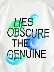 Men'S Bubble Slogan Printed Sweatshirt - White - View 4