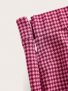 SHEIN DECDS 女士犬牙裝飾喇叭褲 - 粉色 - 查看 9