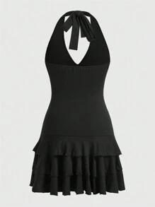 ROMWE Goth 女士露背蓬蓬裙洋裝 - 黑色 - 查看 2