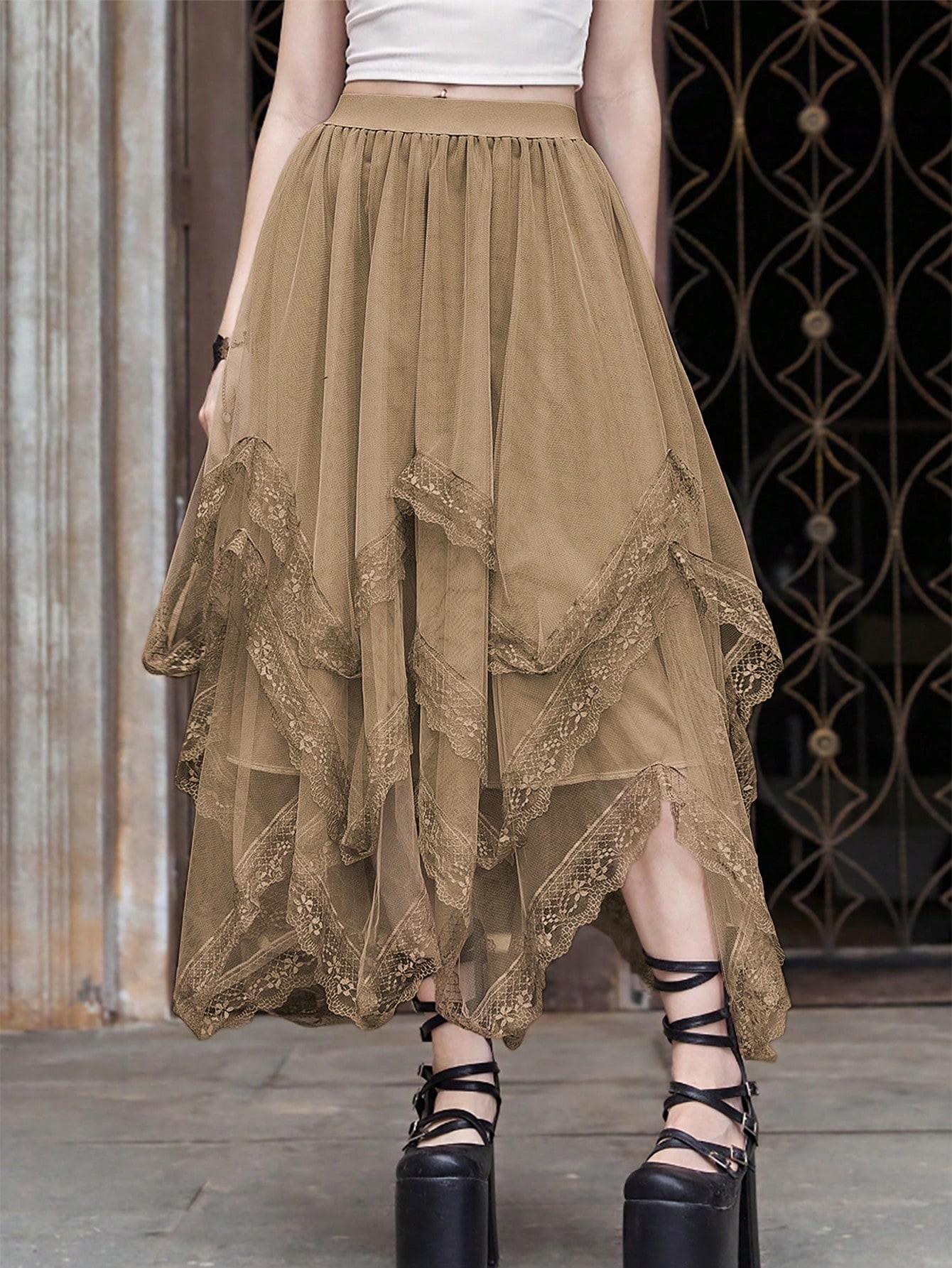 épine lace asymmetry frill skirt lace asymmetry frill skirt（2color） | épine
