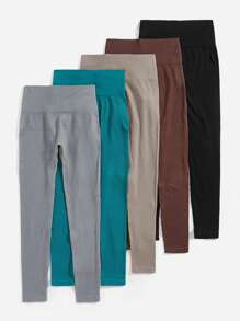 Yoga Basic 女性純色運動緊身褲 - 彩色 - 查看 2