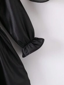 小女孩休閒時尚公主風格襯衫領口口袋連身裙 - 黑色 - 查看 5