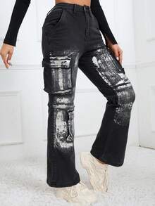 ICON 翻边弹力实用牛仔牛仔裤