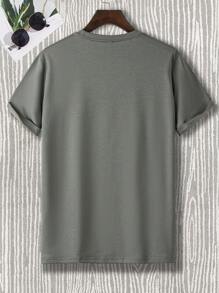 Manfinity Roughcore Men Geometric King Letter Graphic Pattern Short Sleeve T-Shirt, For Going Out, For Husband - Grey - View 2
