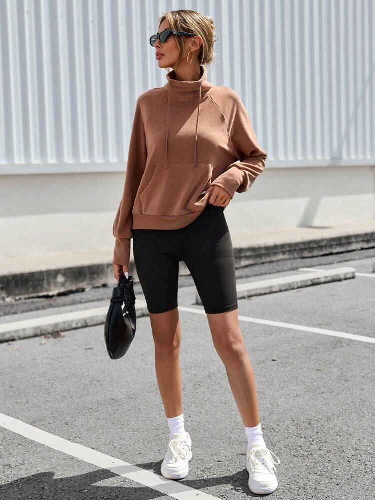 Men's Stand Collar Raglan Sleeve Solid T-shirt