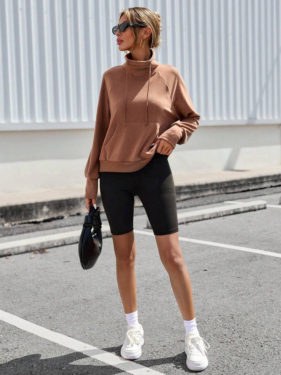 Men's Stand Collar Raglan Sleeve Solid T-shirt